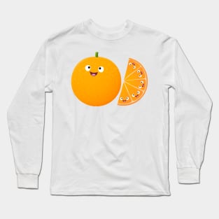 Cute happy orange citrus fruit cartoon Long Sleeve T-Shirt